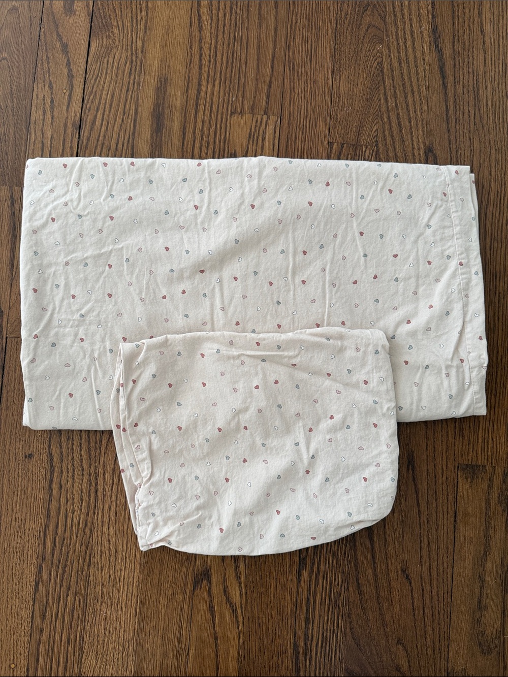 Zara home pale blush pink with tiny hearts crib duvet cover and pillow case